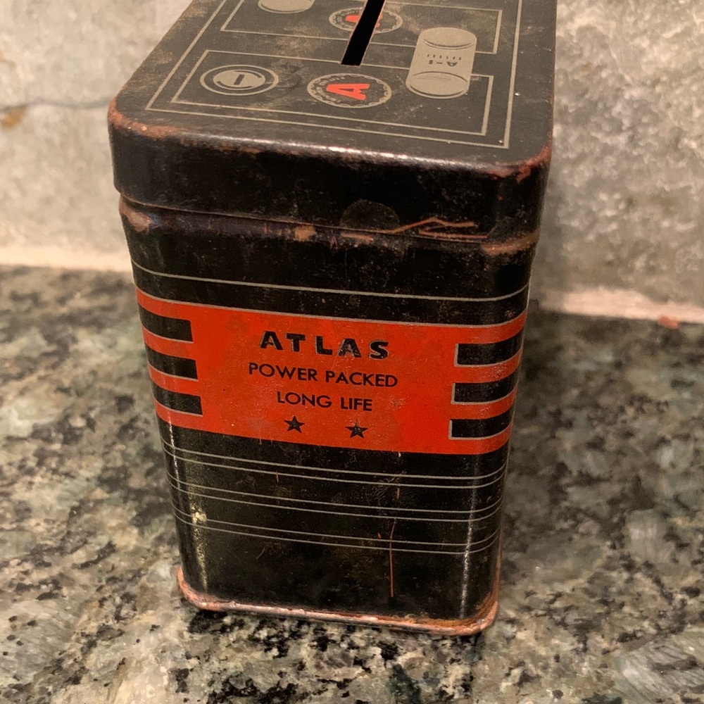 Vintage Atlas Car Battery Promotional Bank filled w/Bazooka Joe Cartoons - Picture 3 of 13